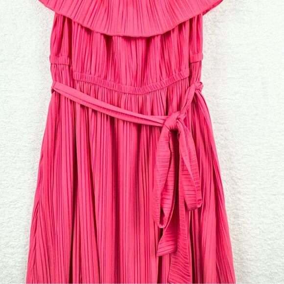 Lane Bryant Convertible Off-The-Shoulder Pleated Midi Dress In Rouge Red 18/20 - Picture 8 of 15